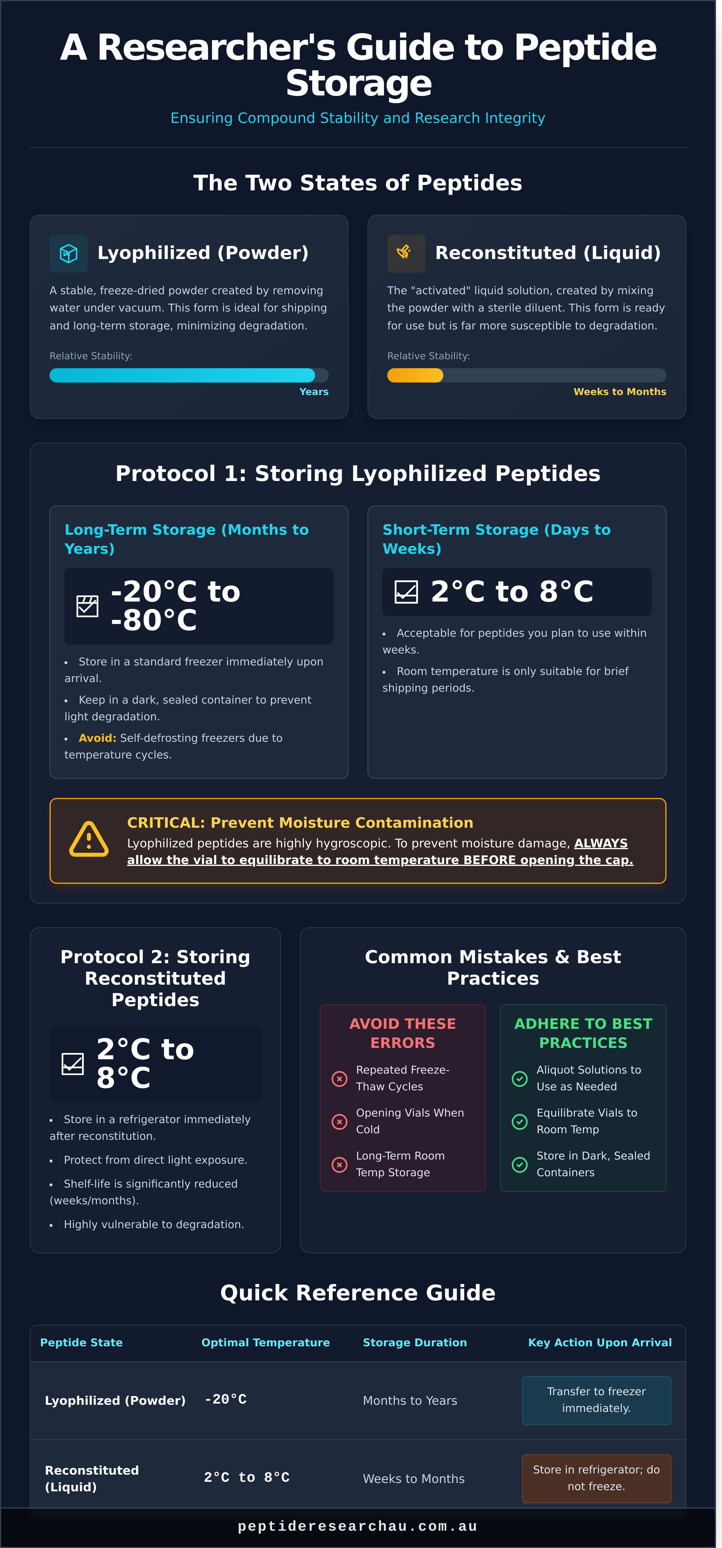 Infografía de almacenamiento de péptidos